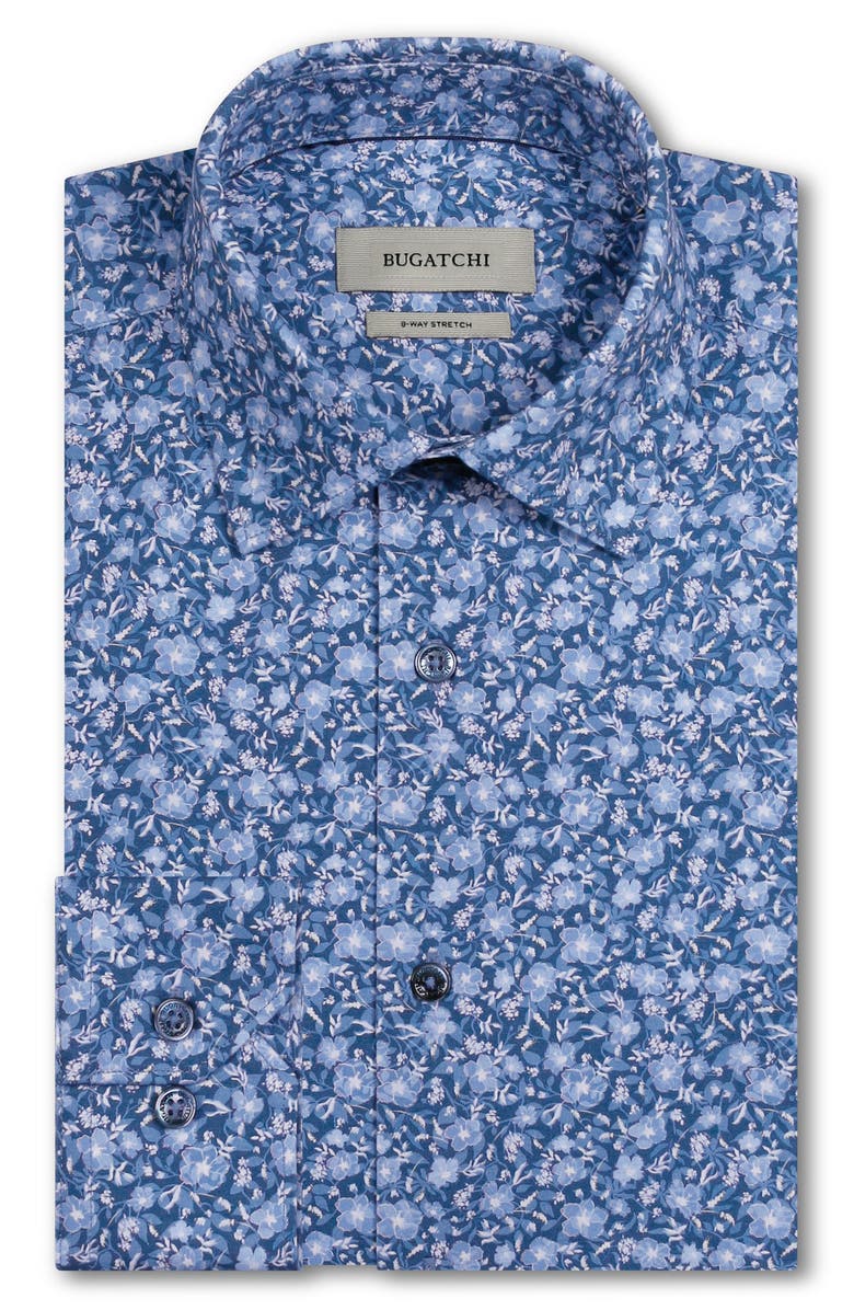 Bugatchi James OoohCotton<sup>®</sup> Floral Print Button-Up Shirt, Alternate, color, Cobalt