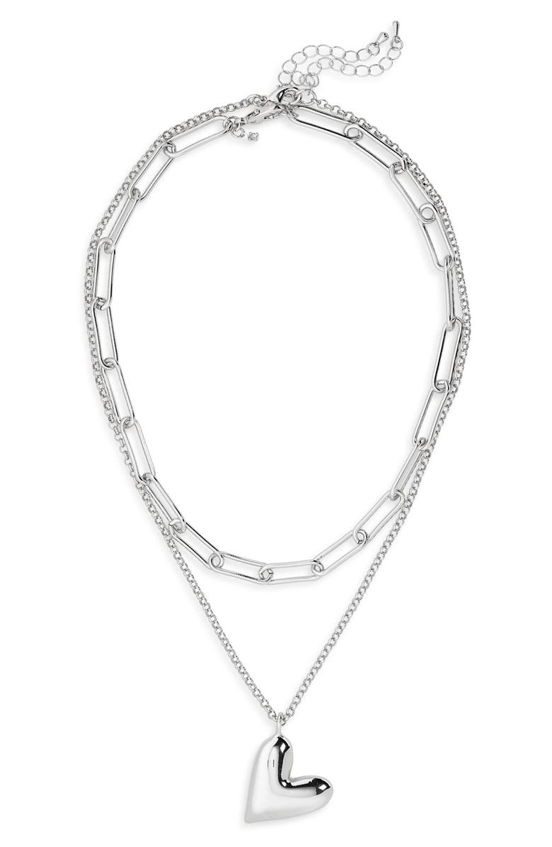 NORDSTROM RACK Puffy Heart Layered Necklace, Main, color, 