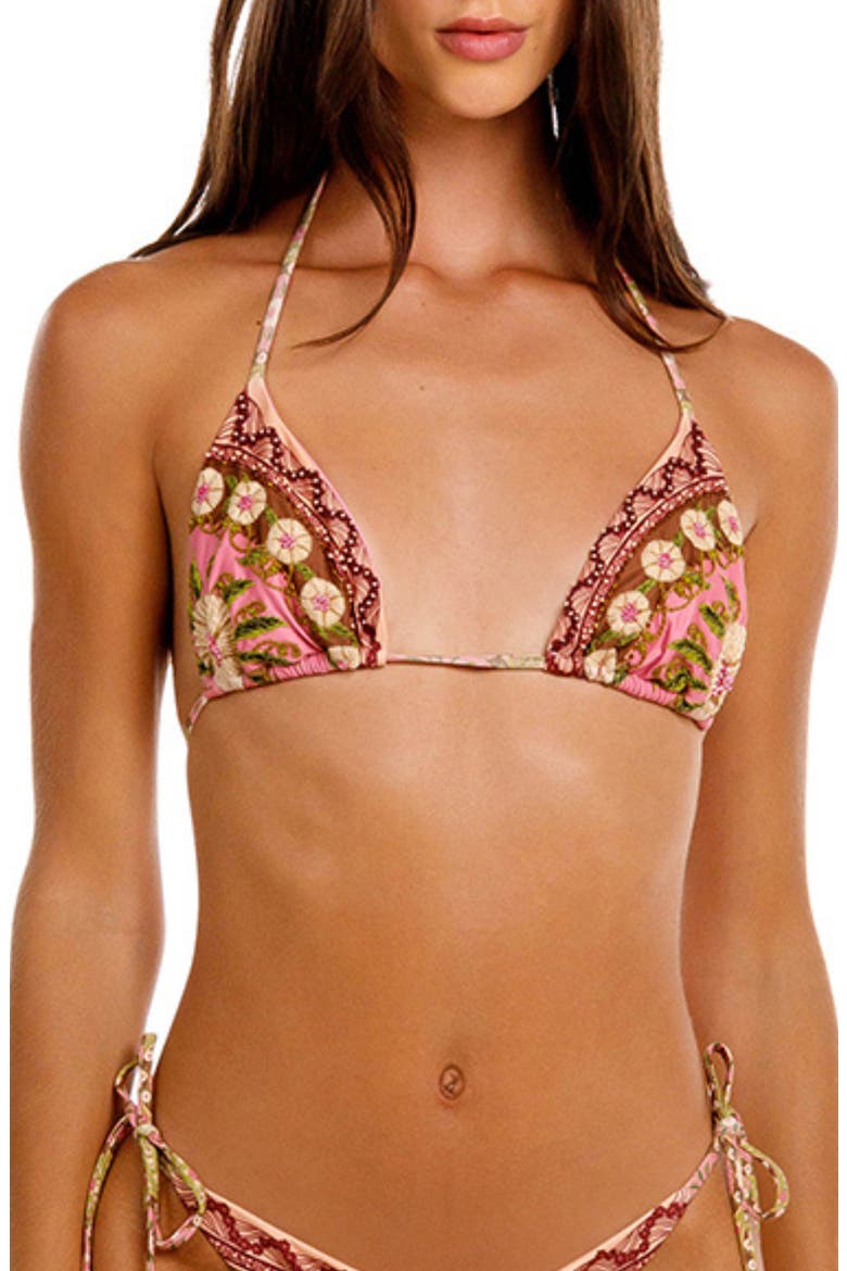 Lolita Matches Embroidered Bikini Top, Main, color, PINK MULTI