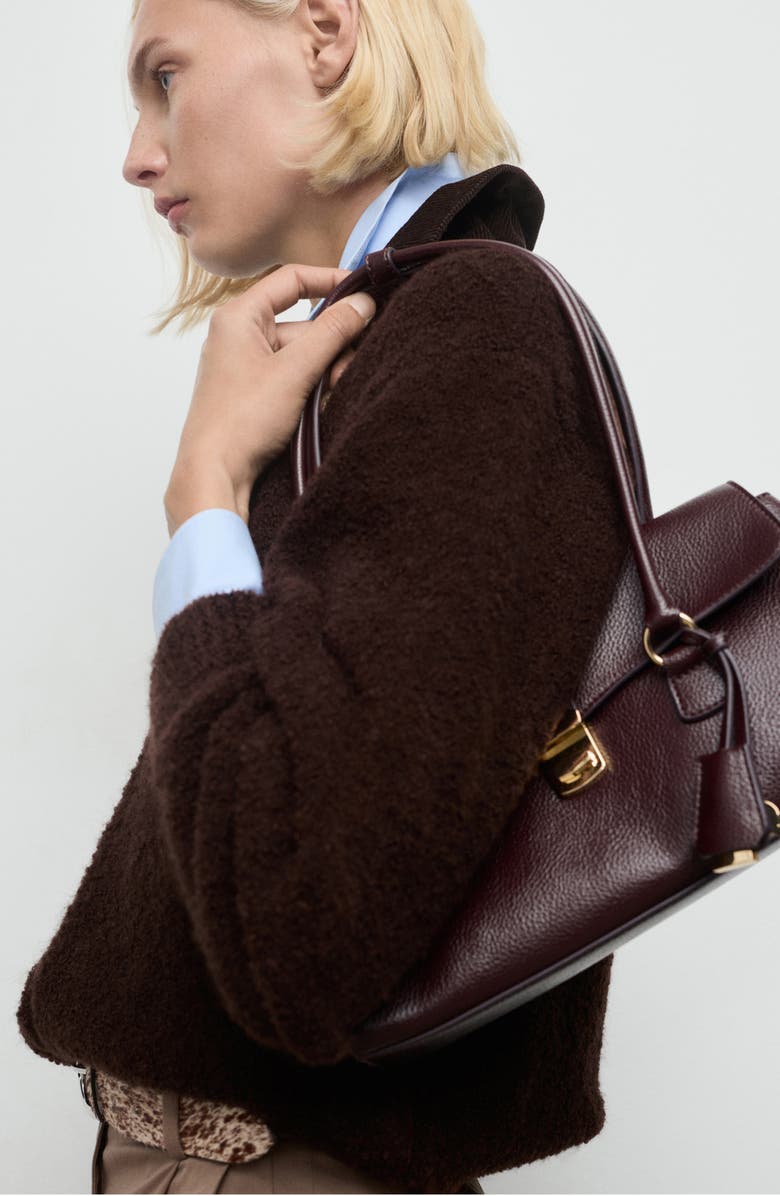 MANGO Bouclé Zip Cardigan, Alternate, color, Brown