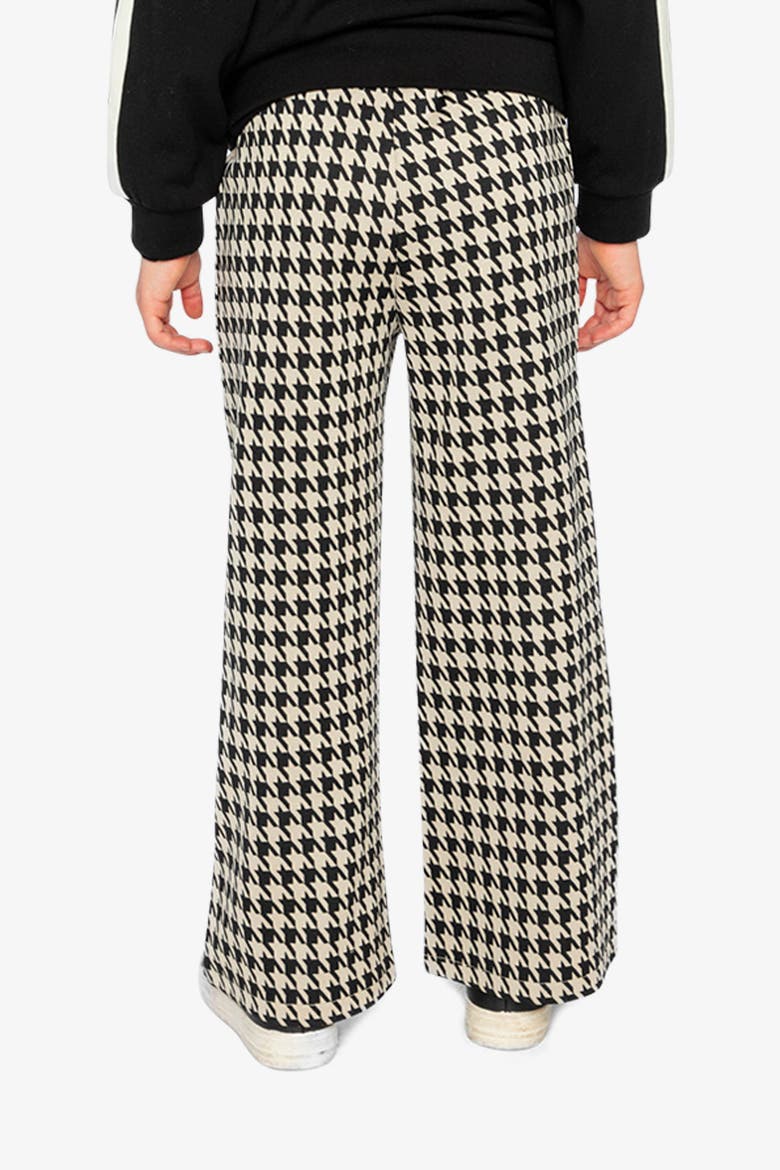 Houndstooth Jacquard Elastic Waist Flare Pants, Alternate, color, Black and Beige Houndstooth