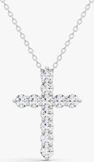 SEREIA OFFICIAL 14K Gold 2 ct Cross Pendant Necklace With Lab Diamonds