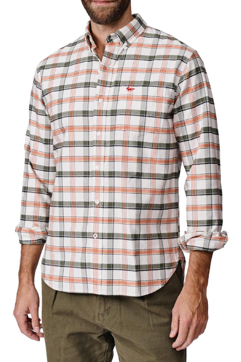 Merton Brushed Oxford Button Down Shirt, Alternate, color, Vintage White Check