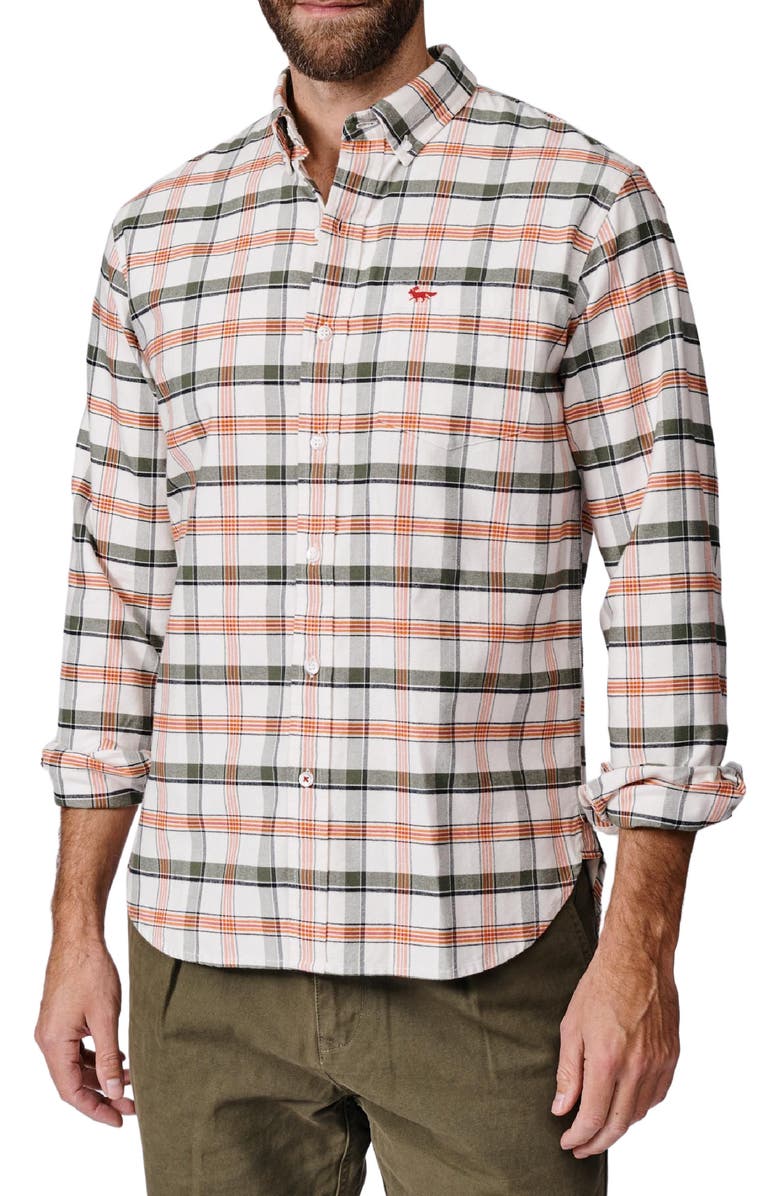 Aubin Merton Brushed Oxford Button Down Shirt, Alternate, color, Vintage White Check