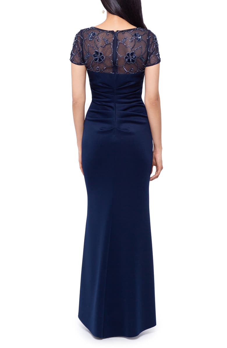 Xscape Evenings Ruched Embellished Lace Bodice Gown, Alternate, color, 