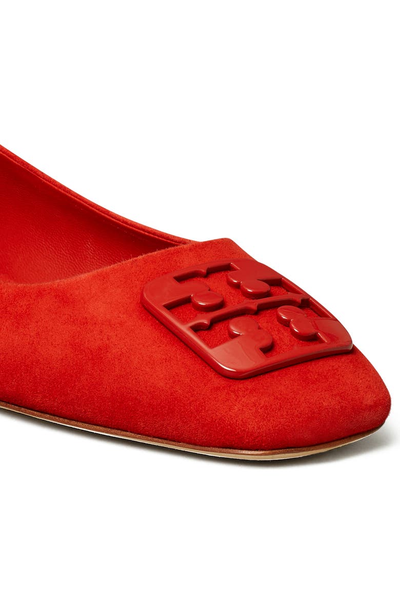 Tory Burch Georgia Square Toe Ballet Flat, Alternate, color, Triple Red Suede