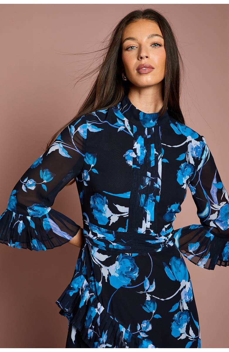 Coast Pleated Frill Chiffon Maxi Dress, Alternate, color, Navy