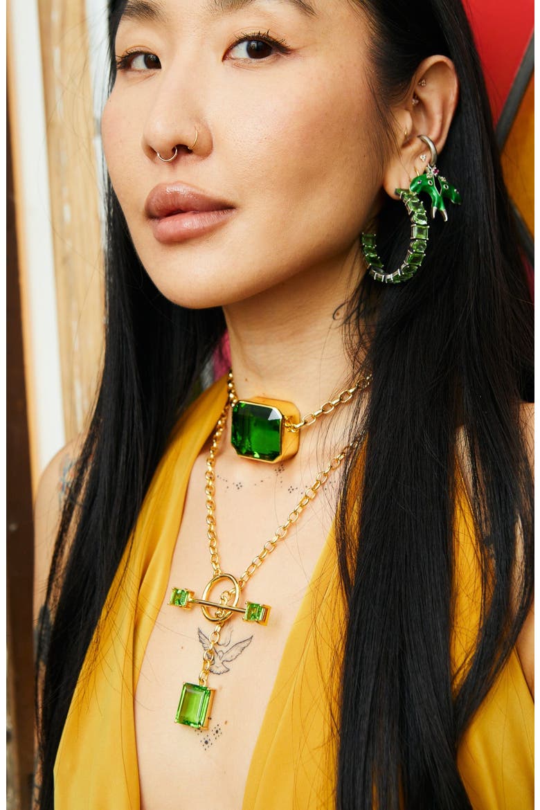 Gem Drop Toggle Necklace, Alternate, color, Green Envy