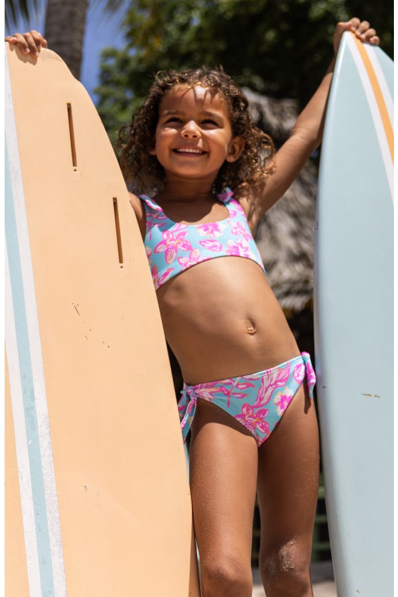 Kids' Tropical Glow UPF 50+ Two-Piece Swimsuit, Alternate, color, BLUE
