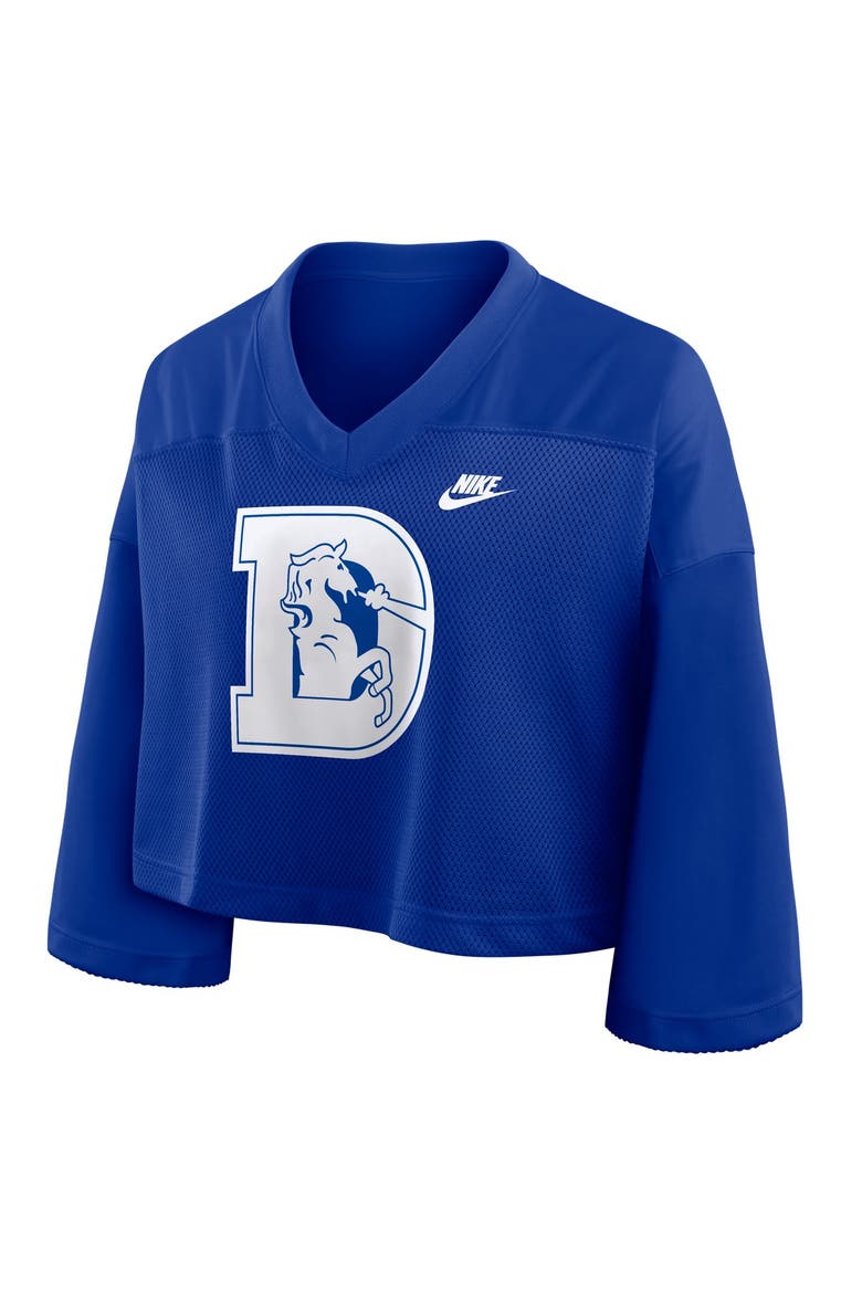 Women's Nike Royal Denver Broncos Rewind Cropped Mesh Dri-FIT Fashion Jersey, Alternate, color, Royal