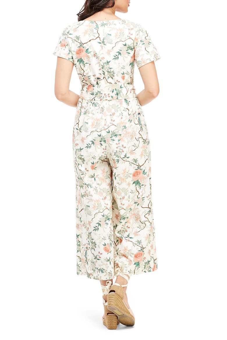 Sophia Button Front Jumpsuit, Alternate, color, IVORY/ CORAL