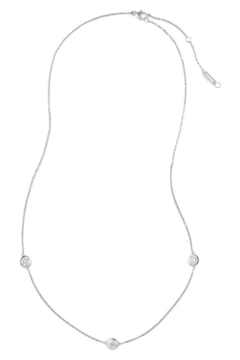 14K Gold Lab Grown Diamond Bezel Station Necklace, Main, color, WHITE/ 14W