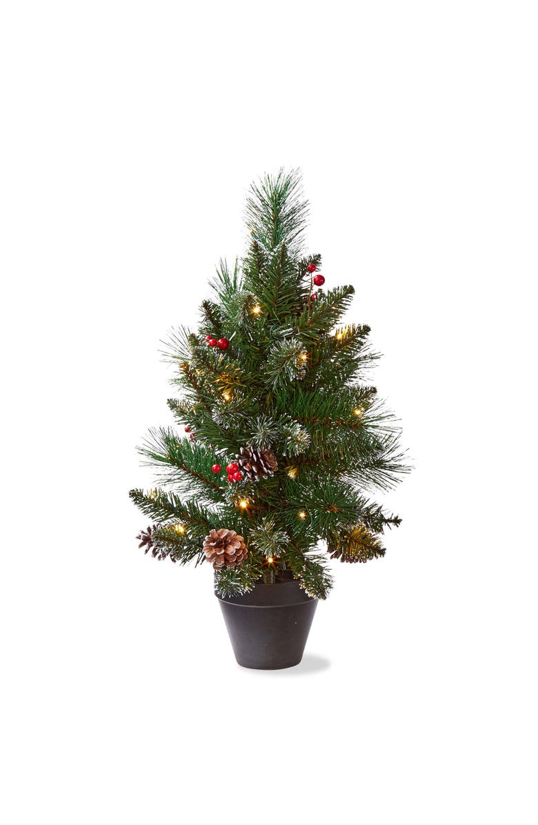 tag Pre Lit Winter Pine Tree LED Holiday Sculpture Green Decor, Main, color, Green