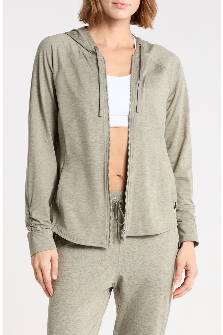 Space Dye Raglan Sleeve Full Zip Hoodie, Main, color, BAY LEAF