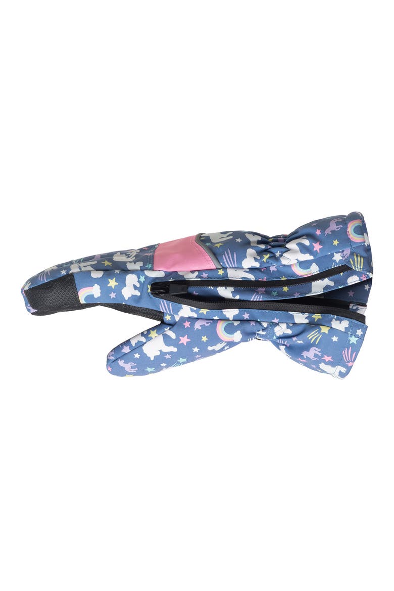 Kids' Color Change Zip Gloves, Alternate, color, NAVY UNICORN