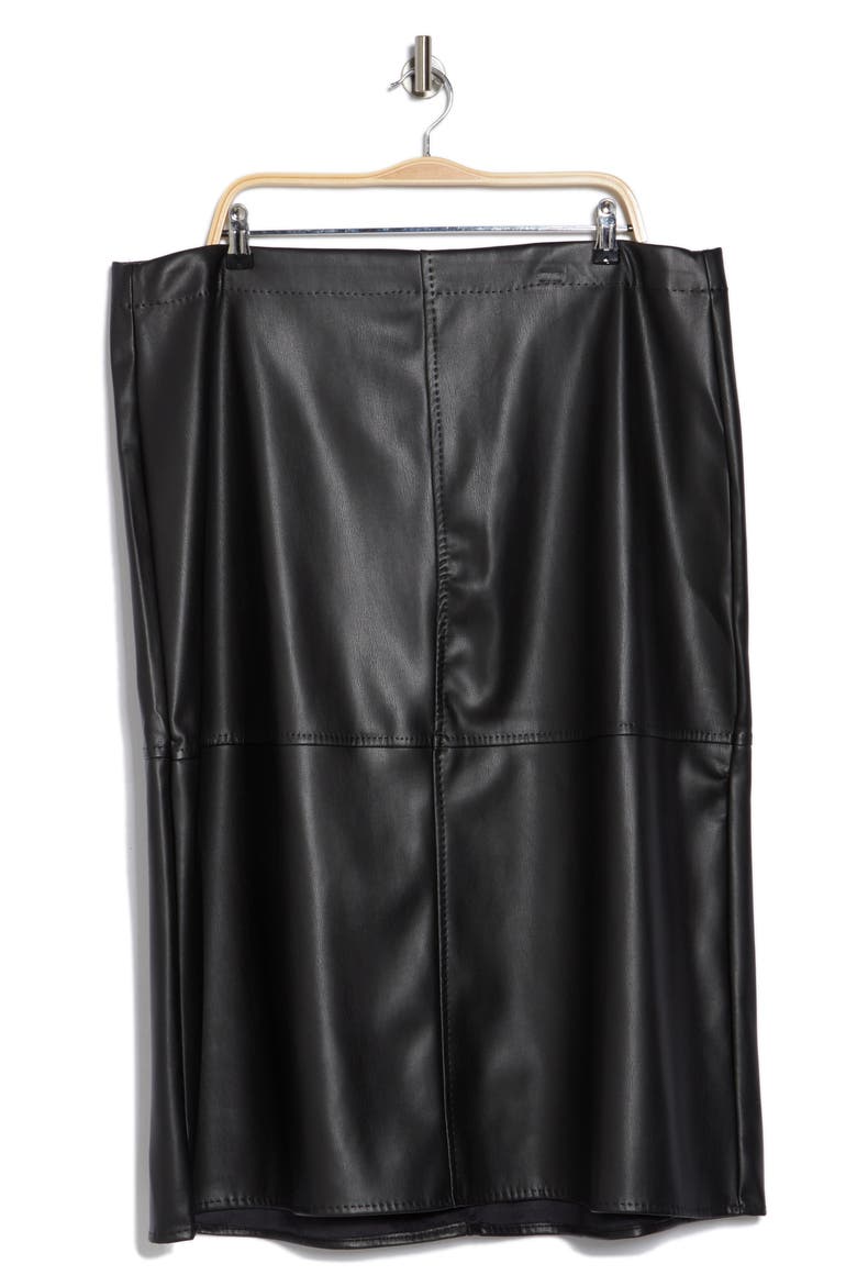 Faux Leather Midi Skirt, Alternate, color, BLACK