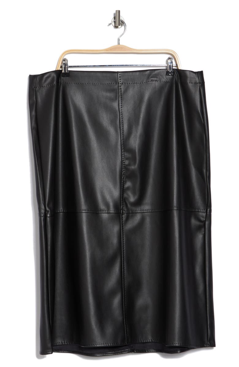 MAX STUDIO Faux Leather Midi Skirt, Alternate, color, Black