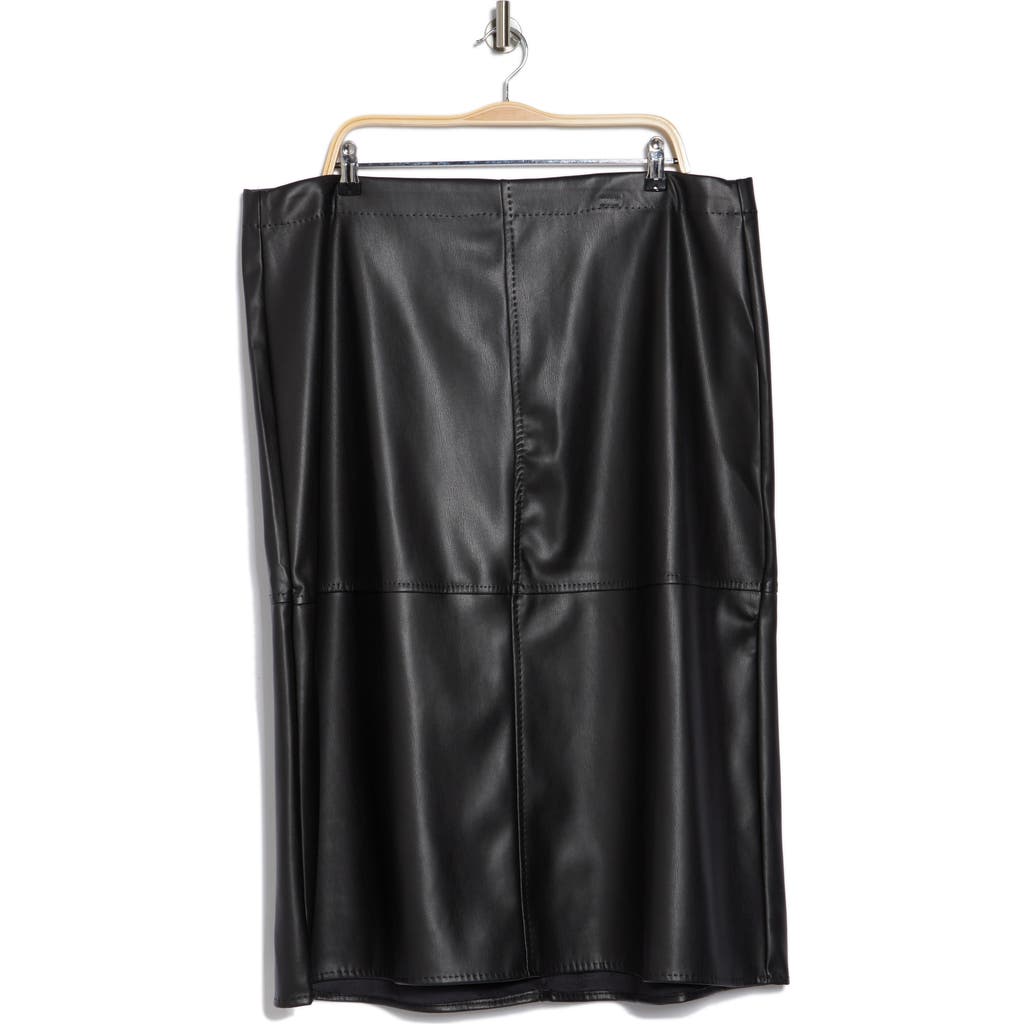 Max Studio Faux Leather Midi Skirt In Black