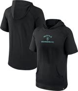FANATICS Men's Fanatics Branded Black Seattle Sounders FC Match Raglan Short Sleeve Pullover Hoodie