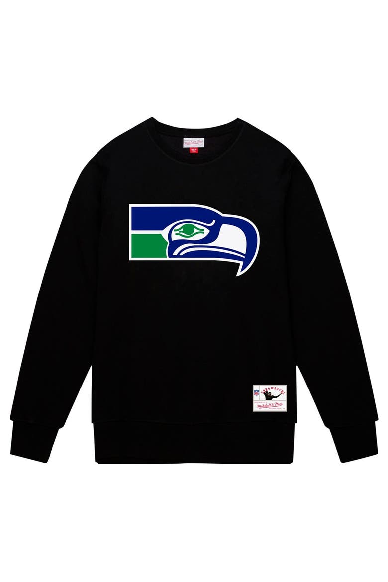 Men's Mitchell & Ness Black Seattle Seahawks Basic Fleece Pullover Sweatshirt, Alternate, color, Black