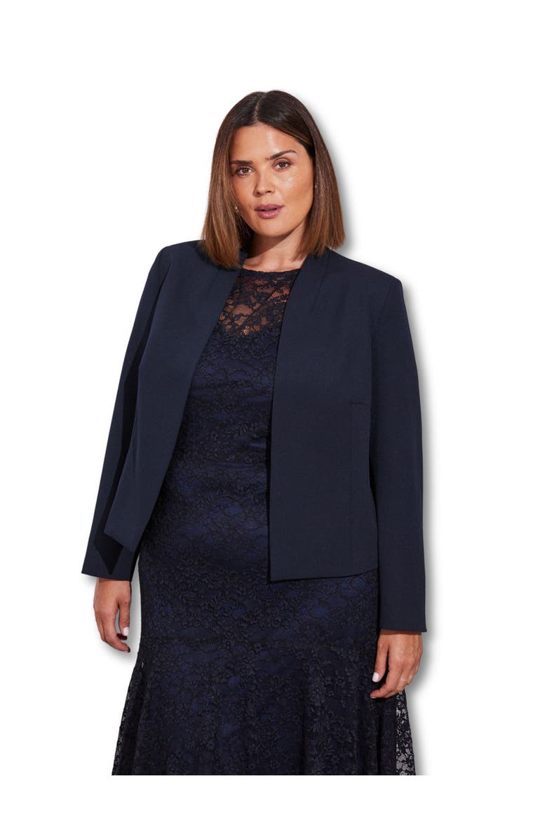 Cropped Peplum Blazer, Main, color, Navy