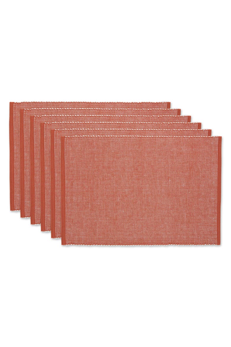 2-Tone Ribbed Placemat Set/6, Main, color, Vintage Red