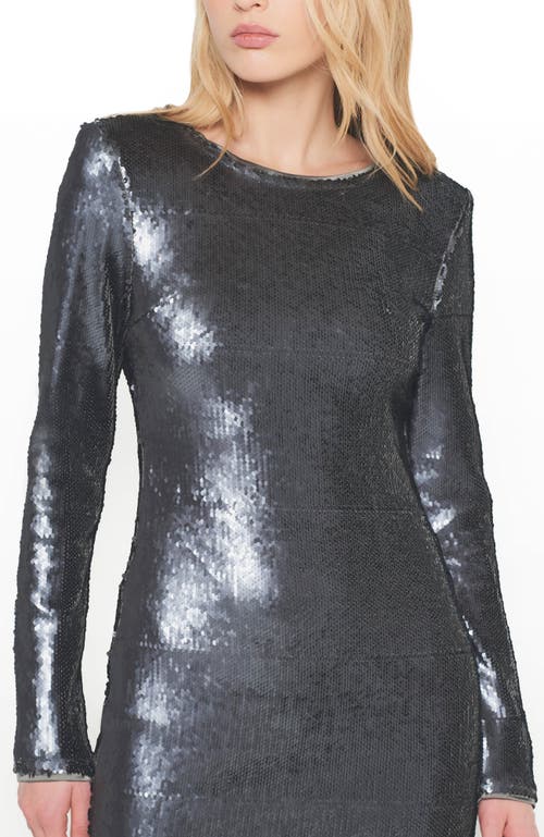 As By Df Lullaby Sequined Satin Dress In Gunmetal Sequin
