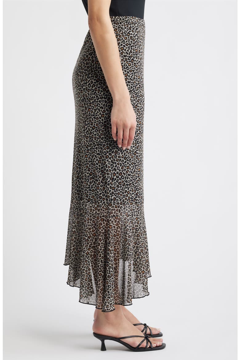 Leopard Print Mesh Midi Skirt, Alternate, color, TAUPE