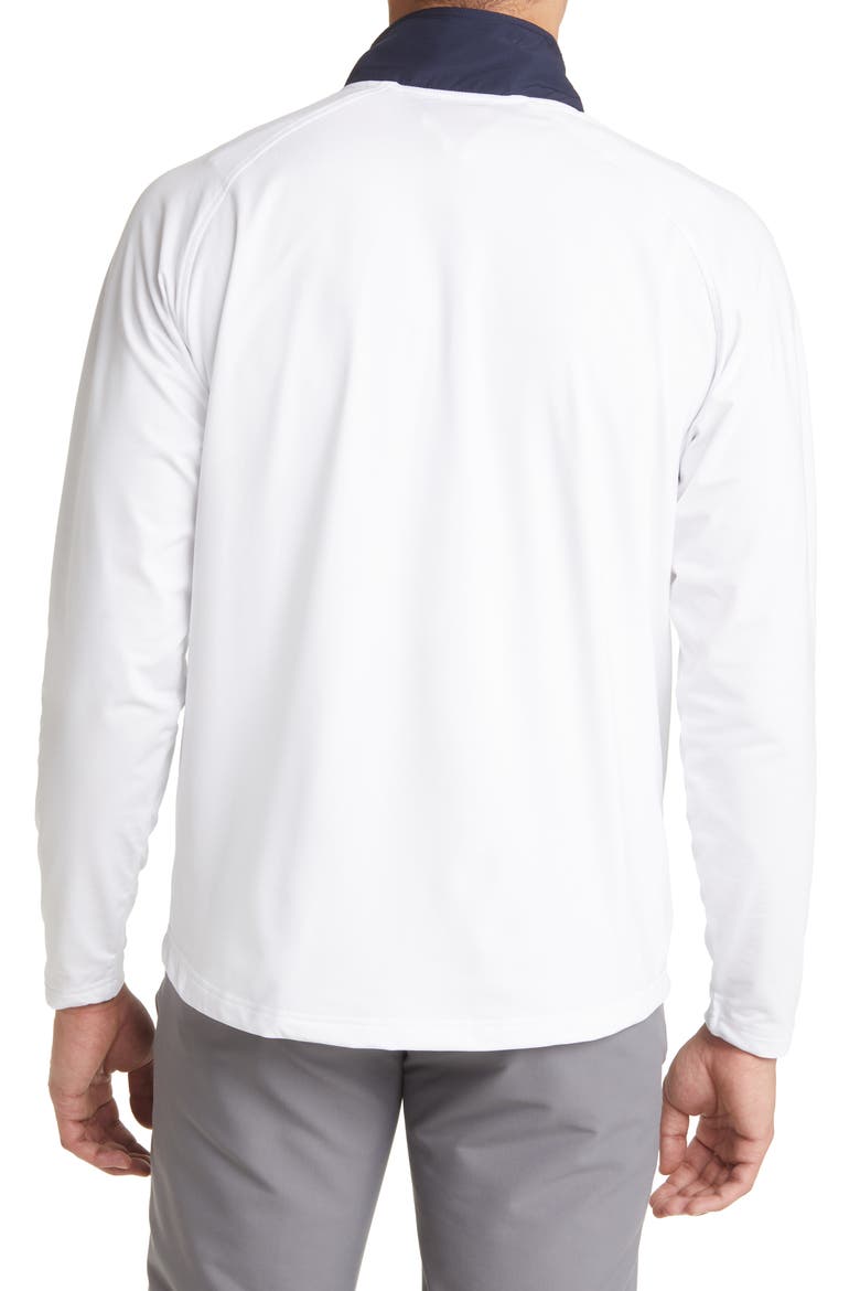 Adapt Hybrid Quarter Zip Pullover, Alternate, color, WHITE/ NAVY BLUE