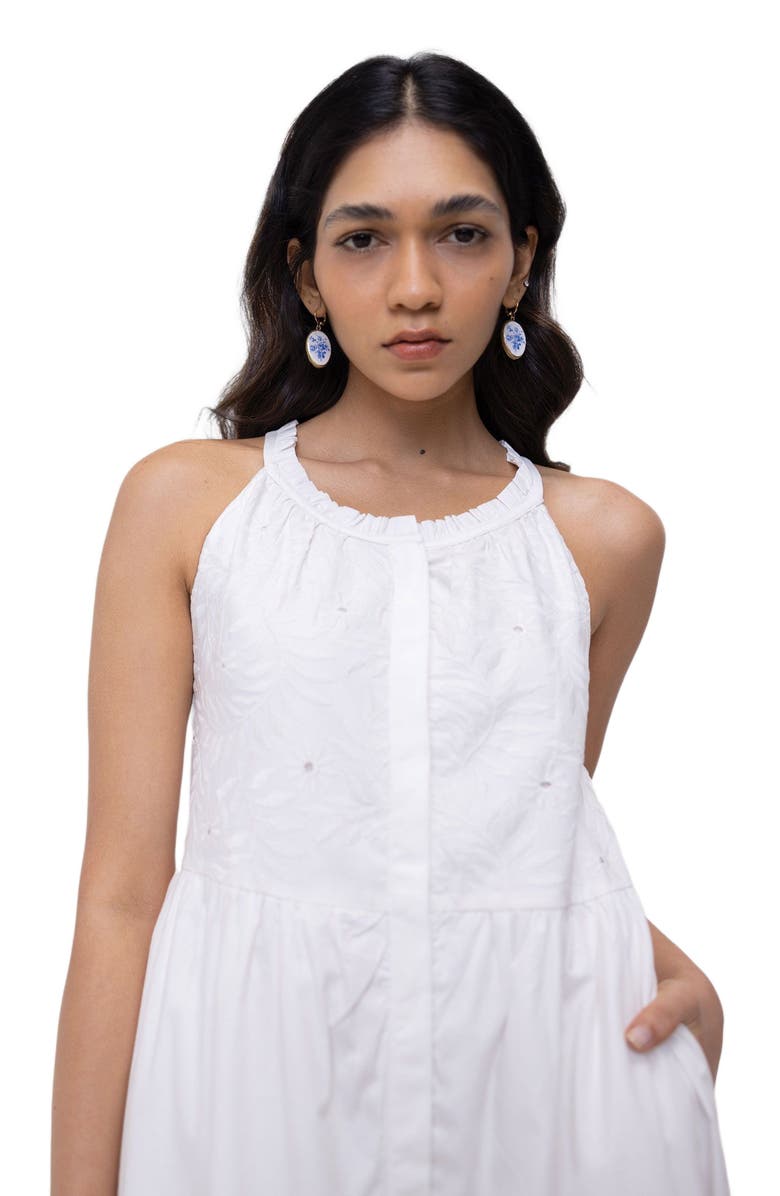 Reistor Embroidered Tiered Maxi Dress, Alternate, color, Coconut White