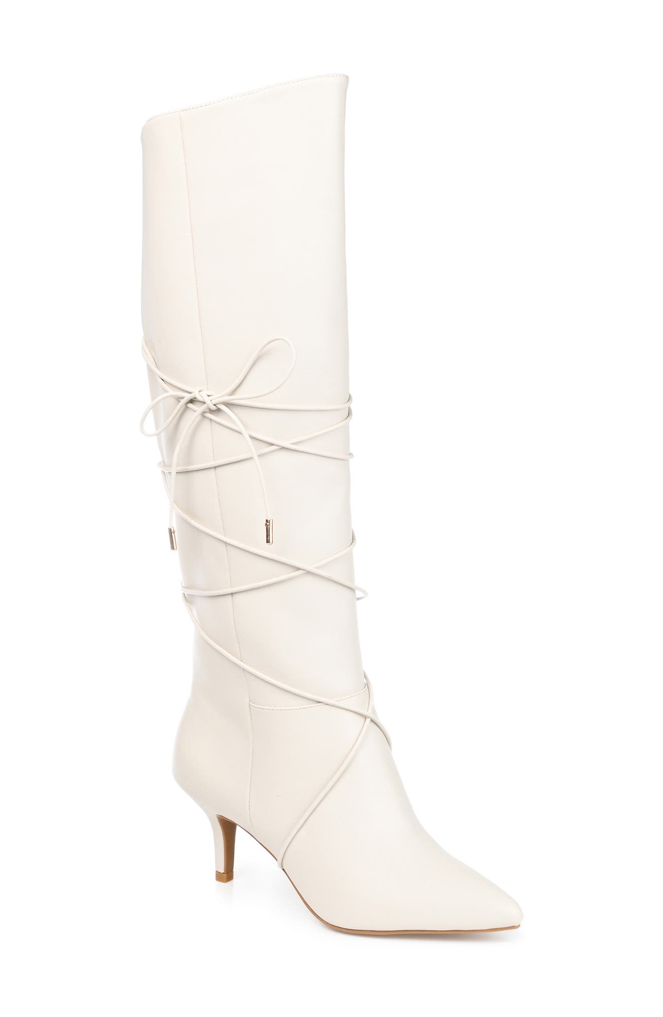 Kaavia Wraparound Tie Boot - Extra Wide Calf, Main, color, BONE