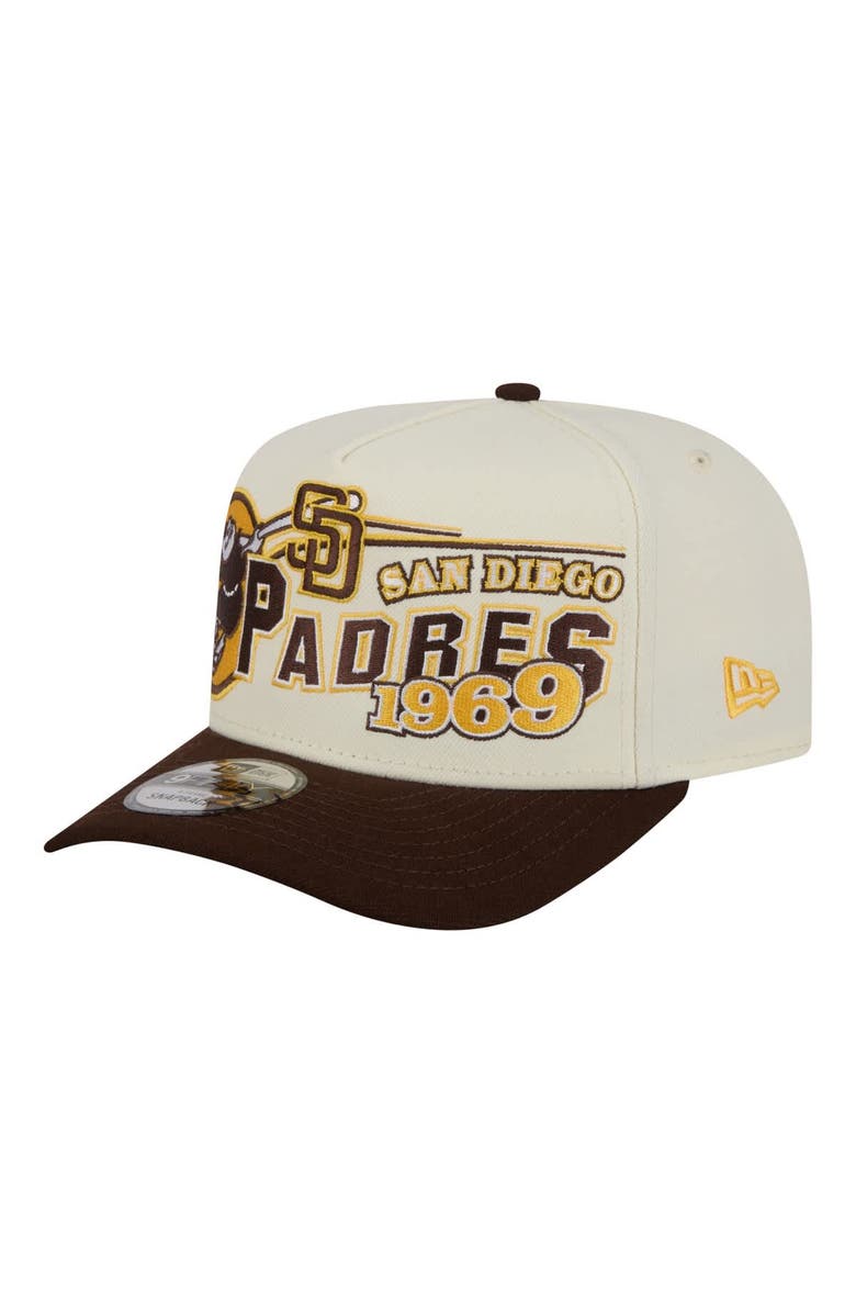 New Era Men's New Era  Cream/Brown San Diego Padres Classic A-Frame 9FIFTY Snapback Hat, Alternate, color, Cream
