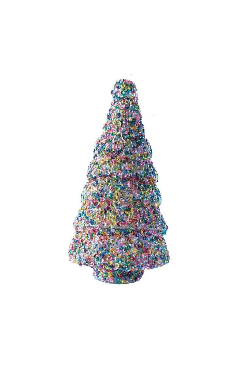 Storied Home Glass Tree Decor with Sequins, Multicolor, Main, color, Blue