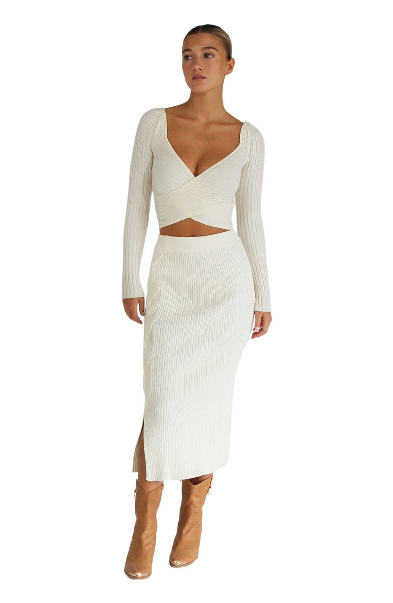 Belle & Bloom All My Life Knit Midi Skirt, Alternate, color, Cream