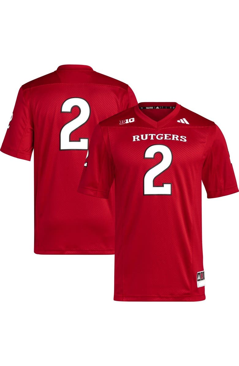 adidas Men's adidas #2 Scarlet Rutgers Scarlet Knights Premier Football Jersey, Alternate, color, Scarlet