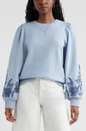 Treasure & Bond Embroidered Sleeve Cotton Sweatshirt