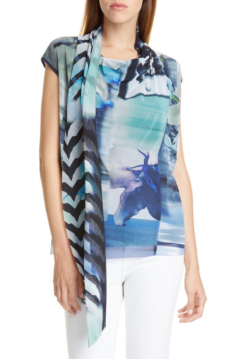 Floral Drape Top, Main, color, BLUEBERRY