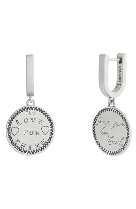 Coin Charm Huggie Hoop Earrings