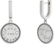 COACH Coin Charm Huggie Hoop Earrings