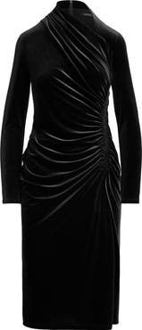 Lauren Ralph Lauren Long Sleeve Asymmetric Velvet Dress