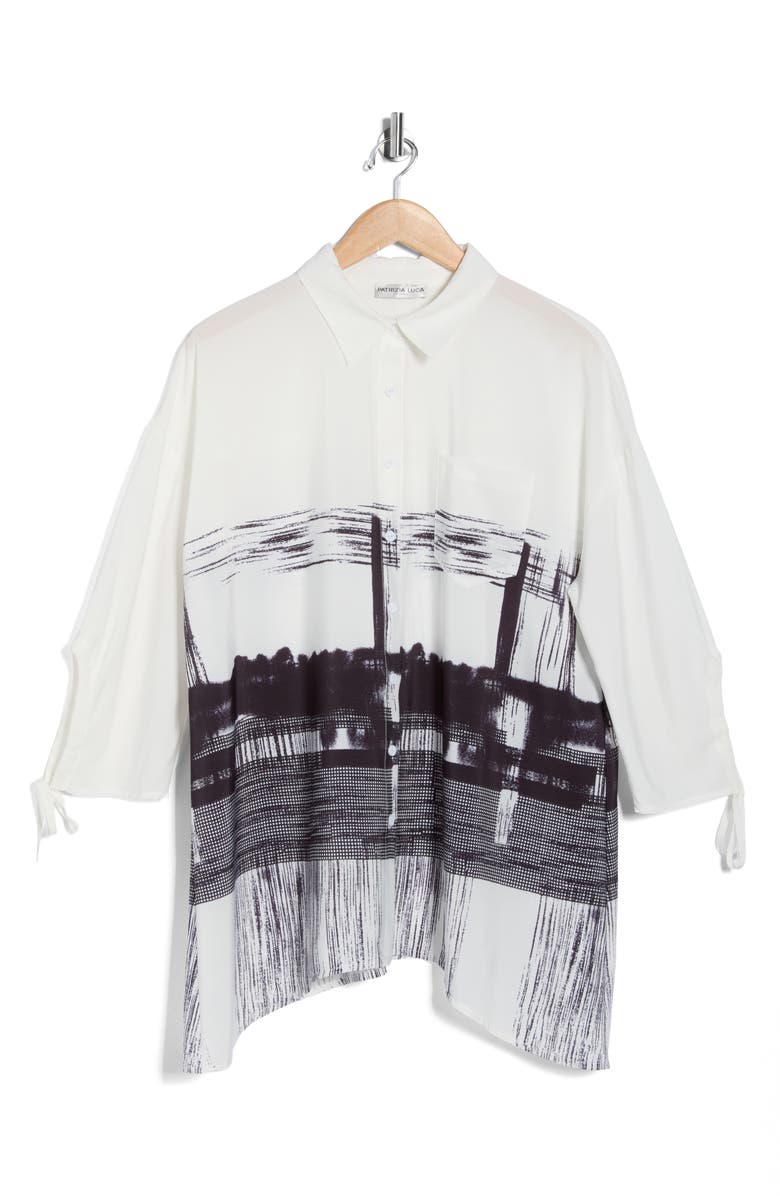 PATRIZIA LUCA Oversize Button-Up Shirt, Alternate, color, Black/ White