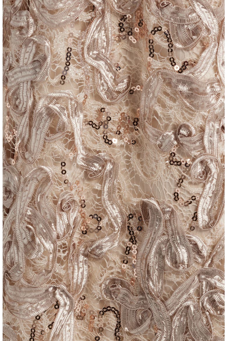 Sequin Soutache Satin Cocktail Dress, Alternate, color, CHAMPAGNE