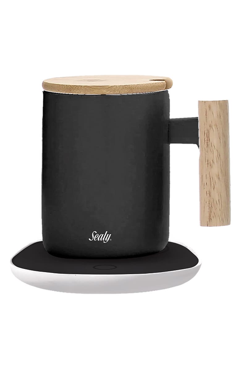 Sealy 4-Piece Mug & Warmer Pad Set, Alternate, color, Black