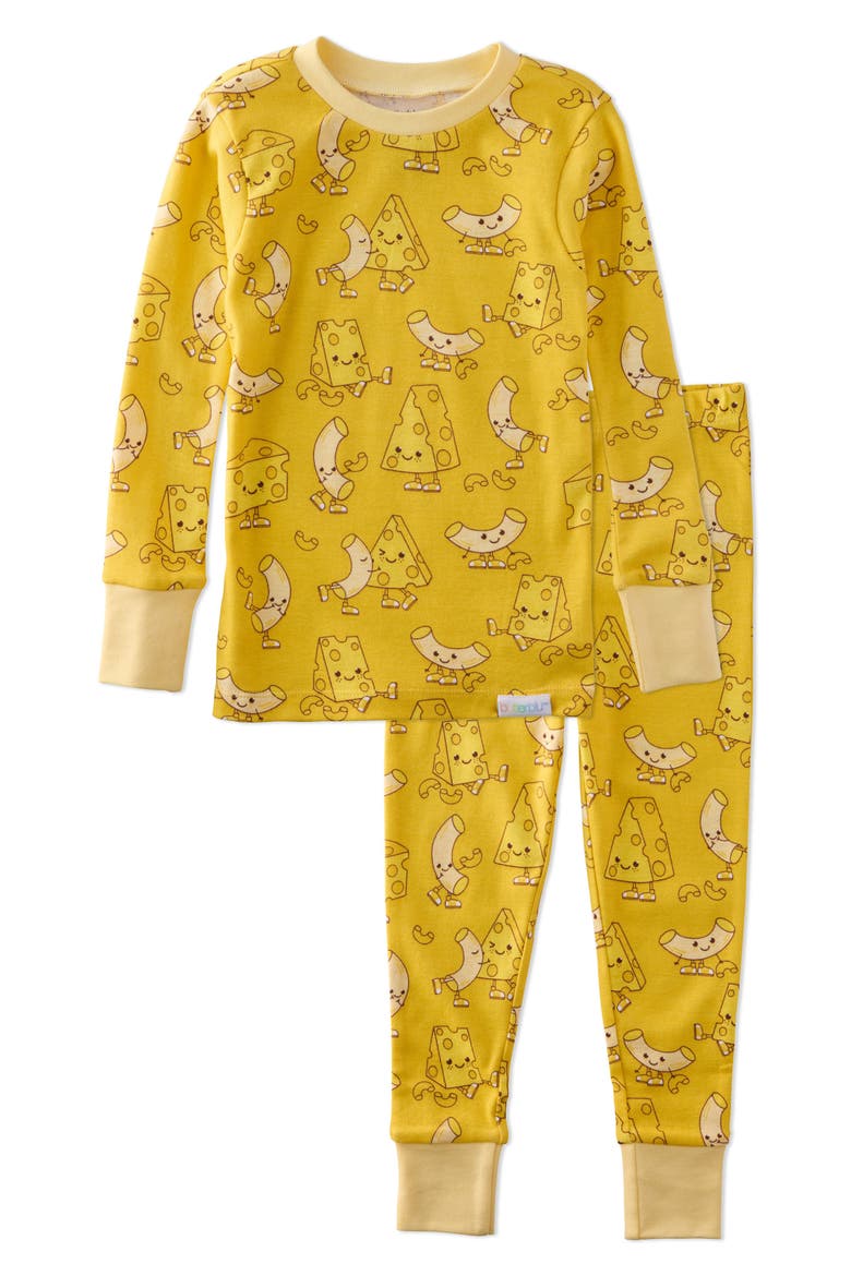 Kids' Zen Print Fitted Organic Cotton Two-Piece Pajamas, Main, color, MAC TO MY CHEESE
