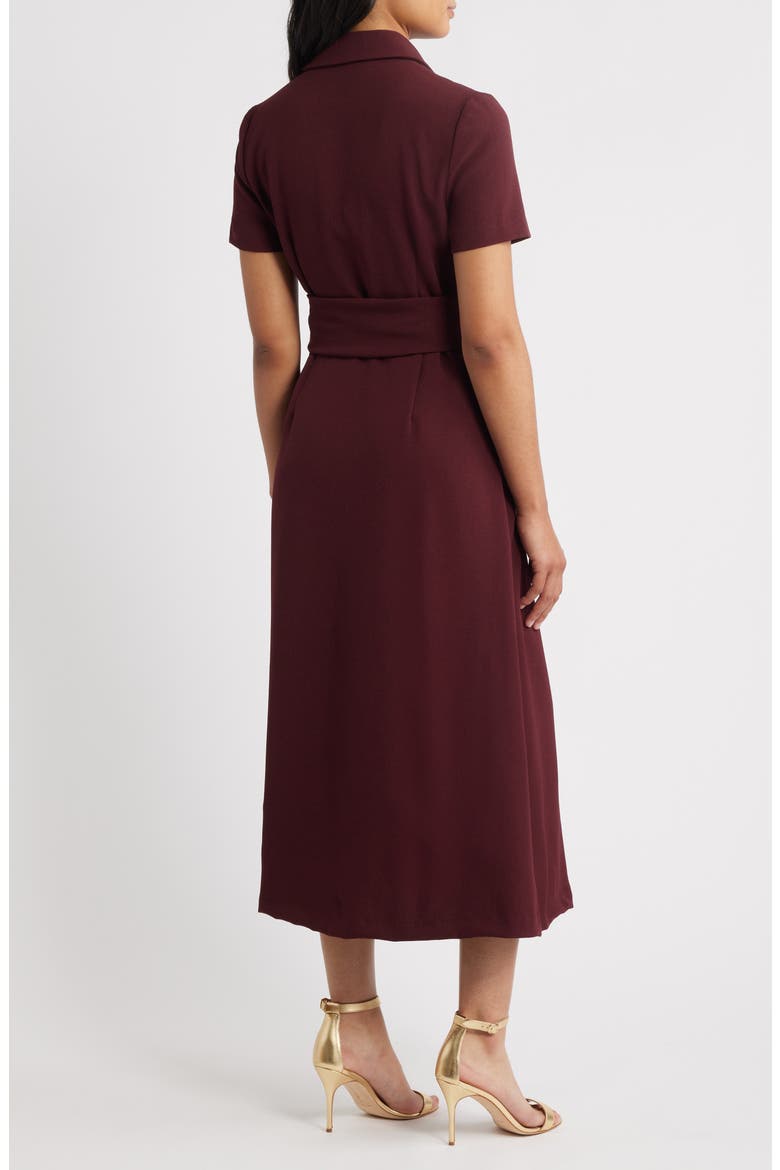 Belted Midi Shirtdress, Alternate, color, BURGUNDY