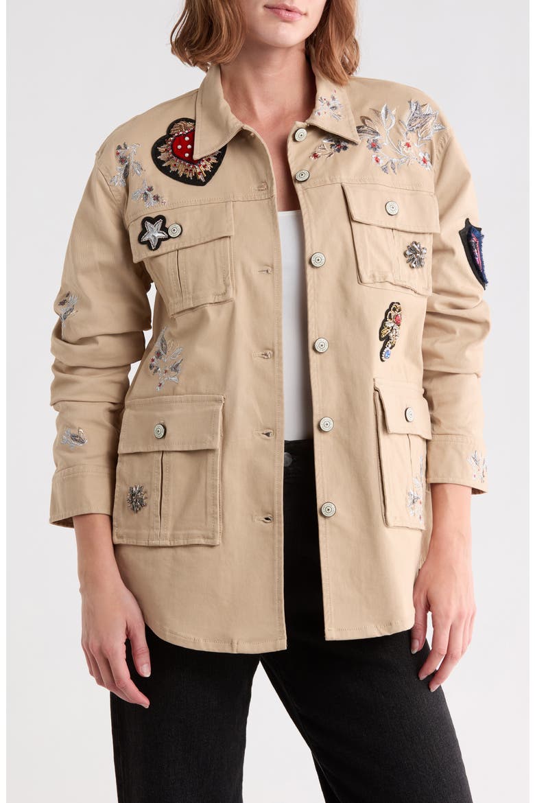 Embroidered Patch Jacket, Main, color, KHAKI/ MULTI
