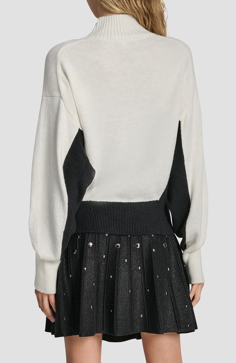 DKNY Colorblock Turtleneck Sweater, Alternate, color, Ivory/ Black