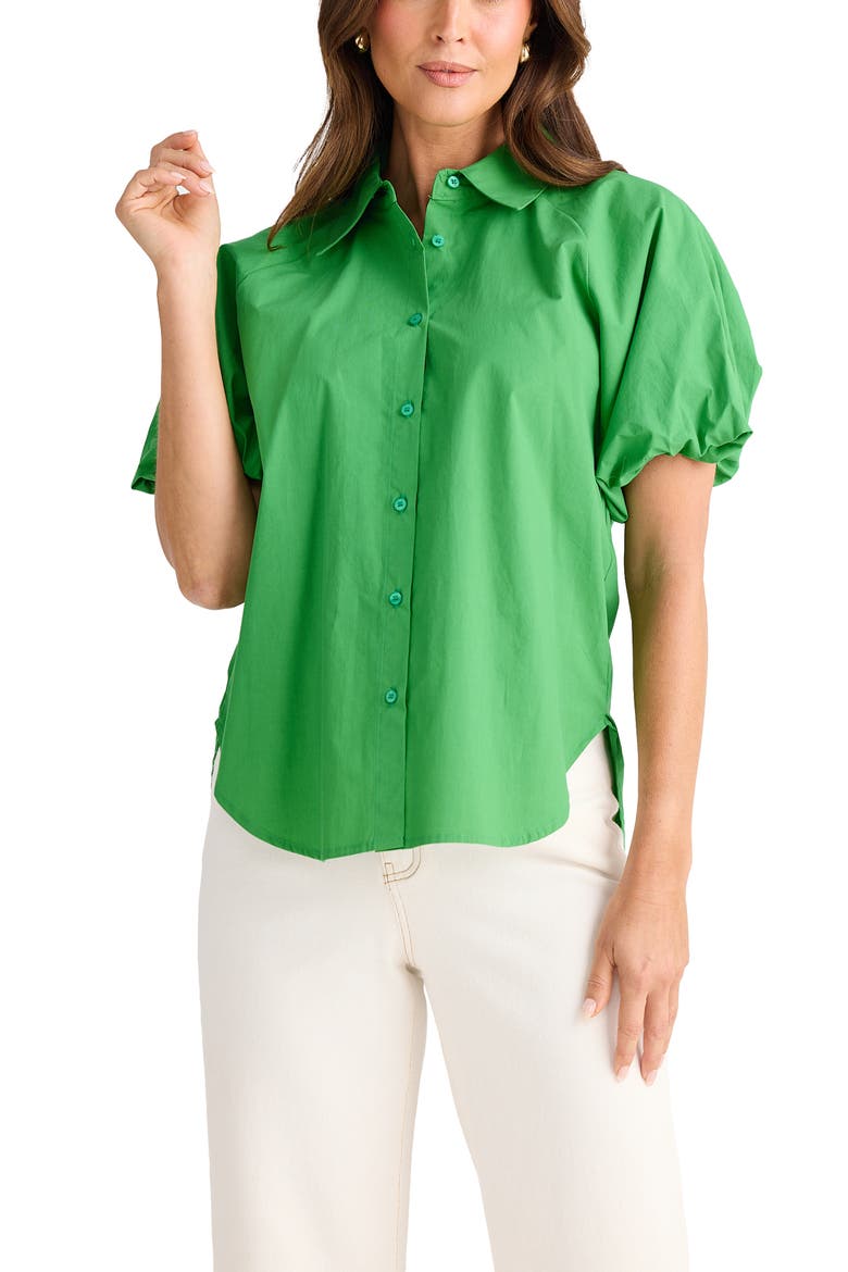 Meadow Puff Sleeve Shirt, Alternate, color, JADE