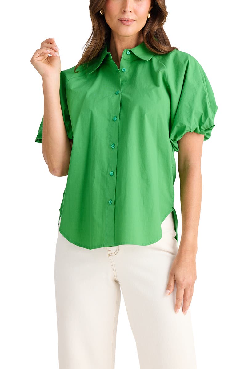 Brave+True Meadow Puff Sleeve Shirt, Alternate, color, Jade