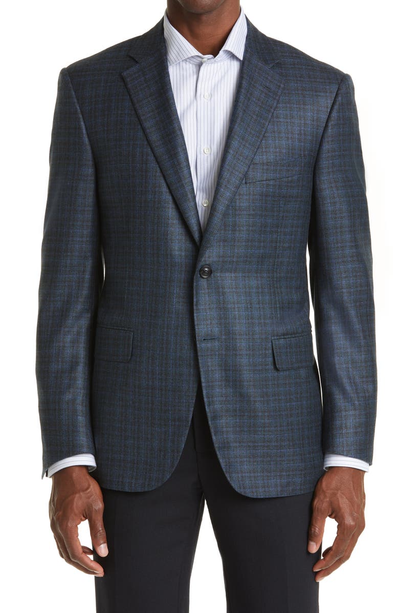 Canali Siena Plaid Silk & Cashmere Sport Coat, Main, color,